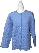 Cotn XL Light Blue Quilted Jacket 100% Pima Cotton Minor Stain Front Coz... - $16.71