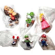 6PK Super Mario Bros Figurine Set Mario Luigi Princess Peach Yoshi Donkey Kong - £10.66 GBP