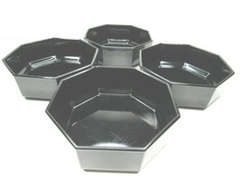 4 VTG Arcoroc France Octime Black Octagon Shiny Glass Salad Soup Cereal Bowls - £14.77 GBP