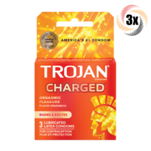 3x Packs Trojan Charged Orgasmic Pleasure Lubricated Latex Condoms - 3 Per Pack - £12.41 GBP