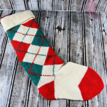 Christmas Holiday Plaid Knit Stocking Fireplace Hanging Decor Mantel - £19.97 GBP