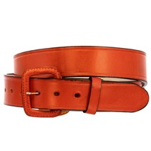 Western Leather Cowboy Belt Orange Riding Rodeo Wear Removable Buckle Cinto - $18.99