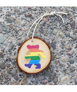 Grateful Dead Rainbow Dancing Bear Hand Painted Wood Ornament    Home  D... - $12.99