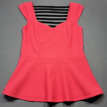 Studio Y Women Shirt Size M Red Stretch Preppy Sweetheart Strappy Sleeveless Top - £10.07 GBP