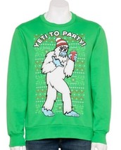 Christmas Sweater T-Shirt Fleece Yeti To The Party Men&#39;s Ugly Size Large - £20.23 GBP
