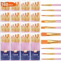 Acrylic Paint Brushes Set, 16 Packs/160 Pcs, Pink, Suitable for Acrylic, Oil, Wa - £21.08 GBP