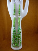 (v16) vintage Lime green white lamp work glass beaded 22&quot; Necklace Australia - £76.66 GBP