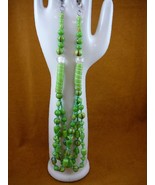 (v16) vintage Lime green white lamp work glass beaded 22&quot; Necklace Austr... - $129.43 CAD