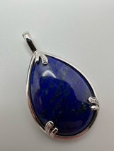 Large Vintage Southwestern Lapis Lazuli Sterling Silver Pendant 4.6cm X 2.7cm - £39.05 GBP