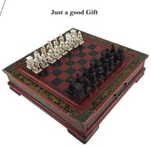 Terracotta Army Antique Chess Set Board BOX Carved Unique Vintage Collectible - £55.07 GBP