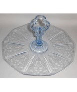 1930s Cambridge Glass BLUE ETCHED DECAGON Sandwich Tray MADE IN USA - $94.72 CAD