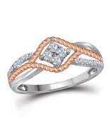 10k Two-tone Gold Womens Round Diamond Rose-tone Rope Band Ring 1/5 Cttw - £257.97 GBP