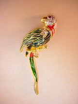 3 1/2&quot; huge Parrot Brooch - rhinestone bird pin - Bright and colorful - ... - $55.00
