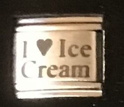 I Heart Love Ice Cream Laser Italian Charm Link 9MM K47 - £9.61 GBP