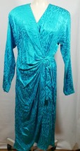 Argenti Dress Womens 8 Blue 100% Silk Wrap 80s Career Vintage Flowy Classic - £19.91 GBP