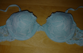 Maidenform #8894 Ladies Aqua LACE-COVERED BRA-34A-BARELY WORN-UNDERWIRE - £9.04 GBP