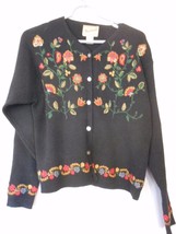 Woolrich Floral Embroidered Black Sweater Cotton blend Size S - $27.99