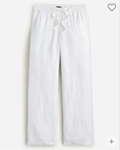 New J Crew Women Wide Leg Seaside Pant White Sz M Linen Draw String Elas... - £35.47 GBP