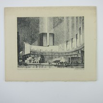 Leon Rene Pescheret Etching Vintage 1933 Chicago World&#39;s Fair Electrical Group - £23.91 GBP