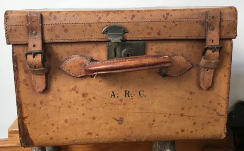 Primary image for Vtg Antique Lincoln Bennett London Leather Monogrammed Travel Hat Luggage Case