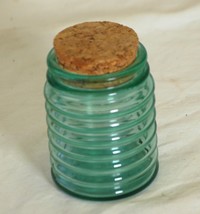 Ribbed Green Glass Spice Jar Cork Top Canada - £10.19 GBP