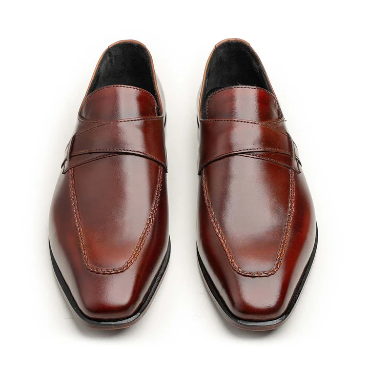 New Handmade Loafer Brownish Color Square Toe  Slip on Shoe For Men&#39;s - £121.21 GBP