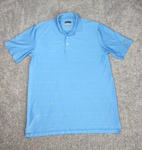 Jack Nicklaus Polo Shirt Men Large Blue Striped Golden Bear StayDri Golf... - $14.99