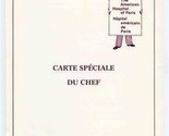 The American Hospital of Paris Carte Speciale Du Chef Menu French &amp; English - £37.50 GBP