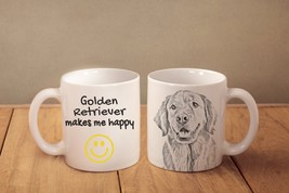 Golden Retriever- mug with a dog and description:&quot;... makes me happy&quot; High quali - £11.81 GBP