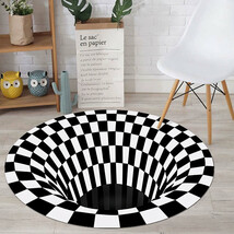 80cm Diameter Round Rug 3D Vortex Visual Illusion Carpet Living Room Rug... - $17.74