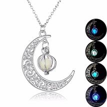 fashion Glow In the dark Necklace Moon shape Hollow with ball Luminous Pumpkin - £7.16 GBP+