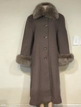 Women&#39;s Outerwear Winter Genuine dyed fox fur 100% Wool long coat jacket size 16 - $494.99