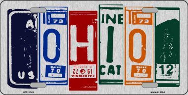 Ohio License Plate Art Brushed Aluminum Metal Novelty License Plate LPC-1049