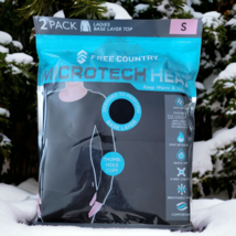 Free Country Microtech Heat 2-Pack Women&#39;s Base Layer Top Black NWT - £9.41 GBP