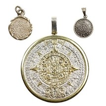 THREE (3) VINTAGE STERLING SILVER TRADITIONAL AZTEC CALENDAR IN 3 SIZES ... - $176.71