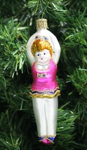 Vintage Hand Blown &amp; Painted Czech Mercury Glass Ballerina Dancer Xmas Ornament - £11.98 GBP