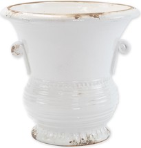 Planter Vase VIETRI Rustic Medium White Ceramic Hand-Crafted - £254.40 GBP