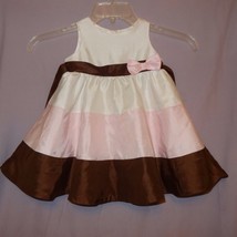 Dress Striped Pink Brown White Size 24 Months 2T Rare Editions Sleeveless  - £10.80 GBP