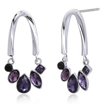 Amethyst Purple Stud Earrings 925 Sterling Silver Dangle Drop Earrings for Women - £25.04 GBP