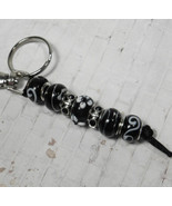 Murano Rhinestone Beaded Handmade Split Ring Keychain Hook Black White New - $19.79