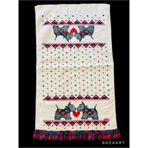 Scottie Dog Themed Dish Towel With Red Plaid Trim - £11.67 GBP