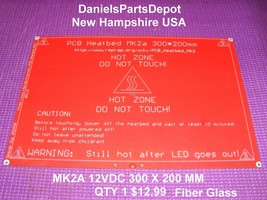 MK2A  RED 12V 300x200MM RECTANGLE PCB FIBERGLASS HEATED HOT BED 3D PRINT... - £10.16 GBP