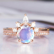 Hot Selling 925 Sterling Silver 7.0mm Natural Blue Moonstone Ring Moonstone Ring - $78.71