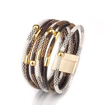 ZG Femme Jewelry Leather Bracelet Multilayer Fashion Boho Magnetic Wrap Accessor - £11.11 GBP