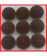 Rare Antique USA United States Full Set 1865-1873 Year 9pcs Two Cents Coin - £27.89 GBP