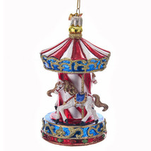 Kurt S. Adler Noble Gems 4.5&quot; Glass Carousel Circus Carnival Christmas Ornament - £17.91 GBP