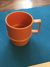 Vintage Tupperware Plastic Mug, Orange, 1312-51 Stackable Cup, Good Condition - $7.69