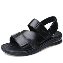 Leather Sandals Men Summer Air Heel Cushion Men Sandals Casual Beach Shoes Cowhi - £47.60 GBP