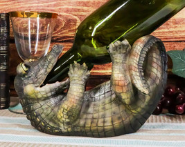Comical Thirsty Alligator Wine Holder Figurine 8.75&quot;H Prehistoric Reptile Party - £23.31 GBP