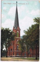 New York Postcard Cortland Baptist Church 1909 - £2.35 GBP